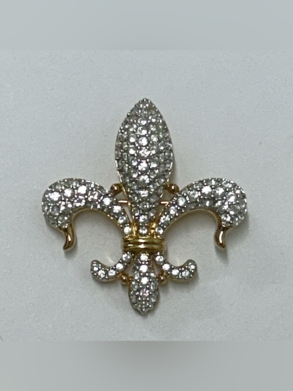 Vtg Swarovski Crystal Swan Signature Fleur de Lis Pinback Brooch